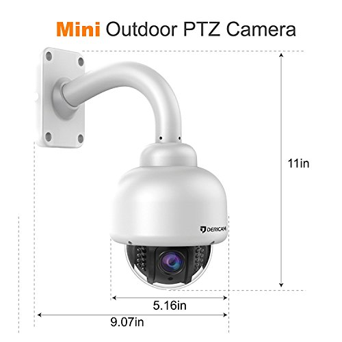 Dericam Wireless Security Camera System, Outdoor WiFi PTZ Camera, 1080P Full HD, 4x Optical Zoom, Pan/Tilt/Zoom, Night Vision, Pre-installed 32GB Memory Card, White