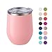 Maars Bev Stainless Steel Stemless Wine Glass Tumbler with Lid, Vacuum Insulated 12 oz Cup | Spill Proof, Travel Friendly, Fun Cocktail Drinkware - Carnation Pink