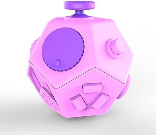 Parit Multipurpose Fidget Cube Toy Fidget Dice 12 Sides Help Focus Stress Anxiety Reducer for Relief Autism EDC ADD ADHD PTSD for Adults and Children Gift Toy (Pink)