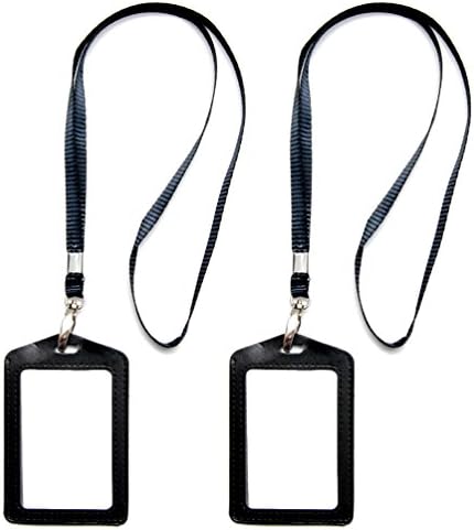 Favorict (2 Pack) 24" Self Retracting Reel ID Badge Lanyard Holder, Polyester Neck Strap Name Tag Keychain