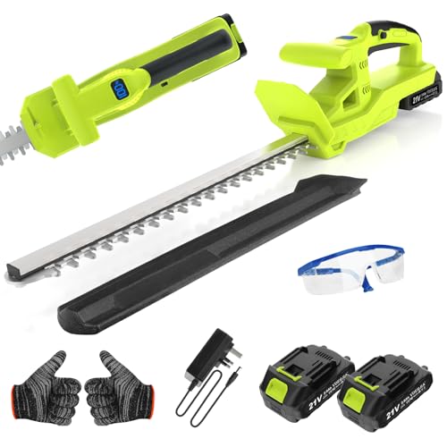 VOERJIA 20-Zoll Heckenschere Akku, 2 x 2000 mAh Akku Heckenschere, 21V Heckenschere Elektrisch, 50CM Dual Action Klinge, 750W Heckenschneider für Gart