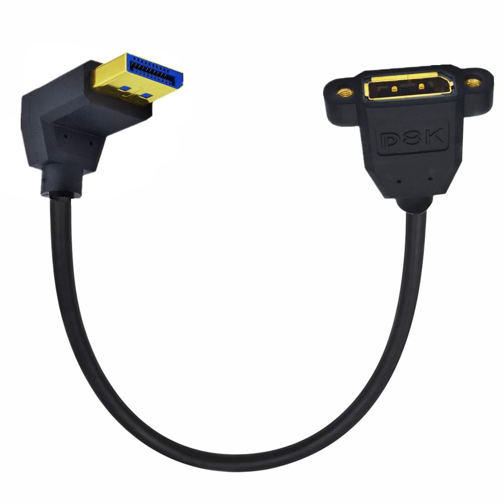 CY Cable 8K DisplayPort Display Port Male to Female Extension Cable 90 Degree Angled Down