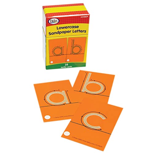 DDidax Lowercase Sandpaper Letters - 28 Tactile Alphabet Cards for Grades Pre-K to 1st - Educational Letter Resources for Young Learners
