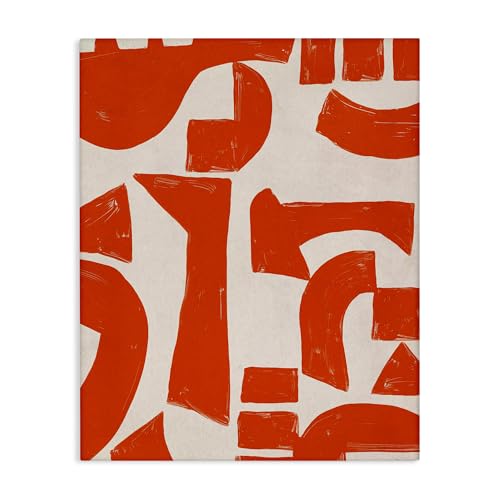 Stupell Industries Red Asymmetrical Shapes Canvas Wall Art Design by June Erica…