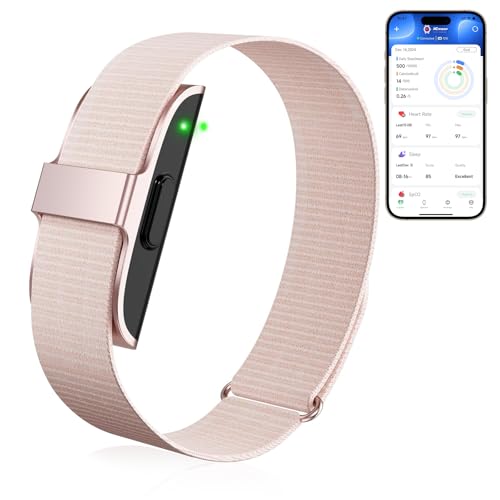 Photo 1 of Smart Health Wristband, Health Fitness Tracker Screenless, Wearable Health Multiple Sports Mode, Automatic Monitoring with Pedometer/Sleep/Stress/Calories, IP68 Waterproof Free APP for Women Men Pink
