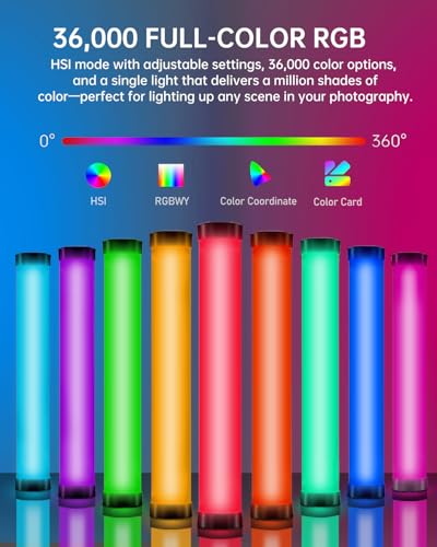 AMBITFUL A2 RGB LED Light Wand -Full Color Magnetic Video Light Stick,Handheld Tube Light with APP Control 29 Effects, 2500-8500K, 2500mAh, CRI 95+ for Photography, YouTube, TikTok (A2)