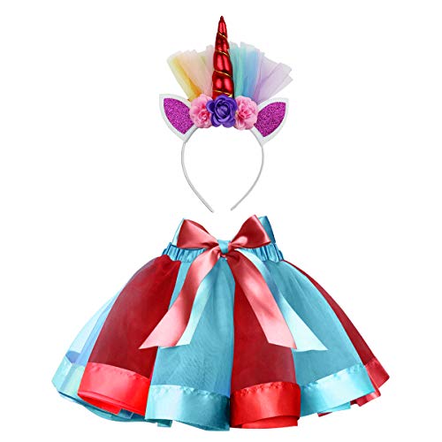 Sparkling Unicorn Tutu Skirt and Unicorn Headband Outfit for Girls