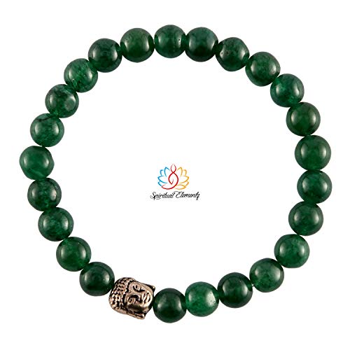 Spiritual Elementz Reiki Charged Jade Gemstone 7-8 mm (21-24 Beads) Green Stone Gemstone Chakra Stretch Bracelet Unisex for Healing