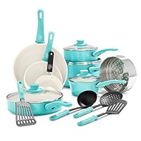 GreenLife Soft Grip Healthy Ceramic Nonstick 16 Piece Cookware Pots and Pans Set, PFAS-Free, Dishwasher Safe, Turquoise GreenLife Soft Grip Healthy Ceramic Nonstick 16 Piece Cookware Pots and Pans Set, PFAS-Free, Dishwasher Safe, Turquoise
