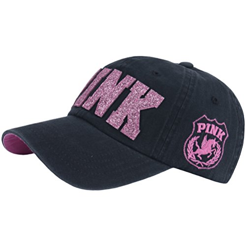 RaOn B53 New Pink Emblem Women Sexy Twinkle Club Lady Ball Cap Baseball Hat Truckers (Black2)