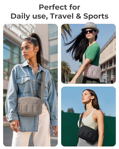 bagsmart Crossbody Bags for Women, 2.4L Anti Theft RFID Blocking Mini Puffy Cross Body Purse Shoulder Handbag for Travel Daily Hiking