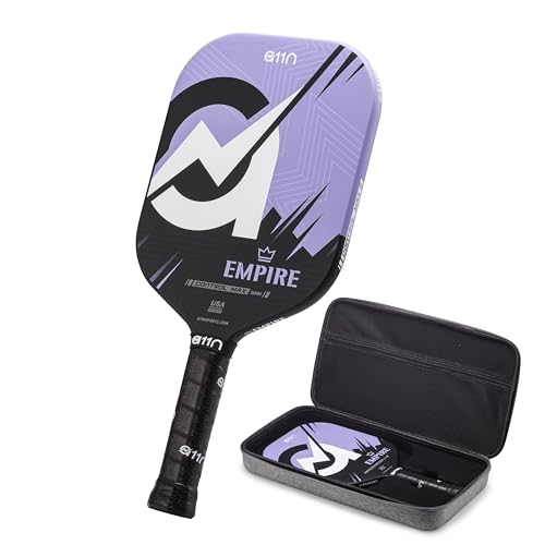 Photo 1 of A11N Empire Edgeless Pickleball Paddle – Carbon Fiber Paddle with Longer Handle Design for Double-Handed Backhand & SuperGrit Surface Texture Technology, ControlMax - Wide Body Shape, Puple