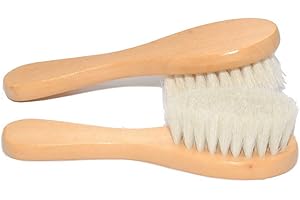 2 Pack Natural Super-soft Wool Bristles Facial Cleansing Brush, Wood Handle Face Brush Cleanser Skin Care Exfoliating Scrub B