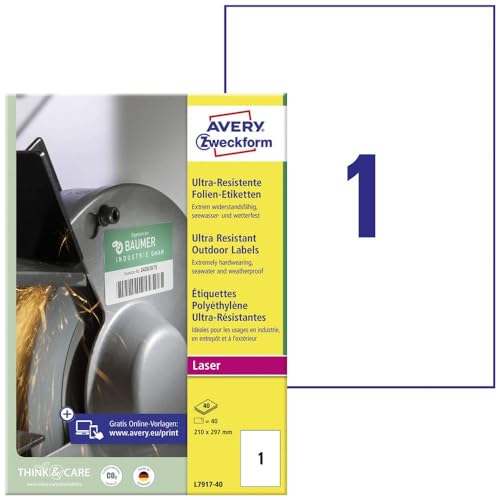 Avery Zweckform Ultra Poly Film Labels 210 x 297 mm White