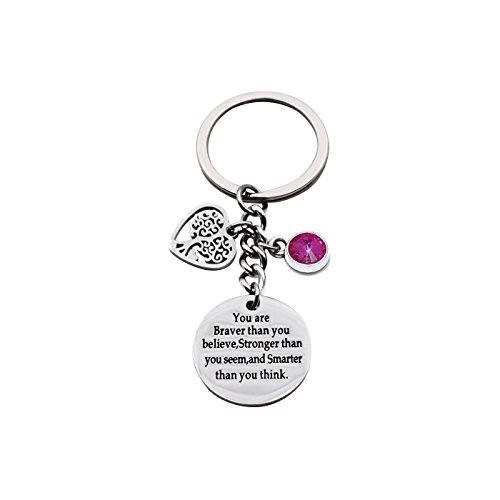 DYbabyInspirational Keychain - You are Braver Than You Believe 12 Birthstone Keychain Gift for Boys and Girls