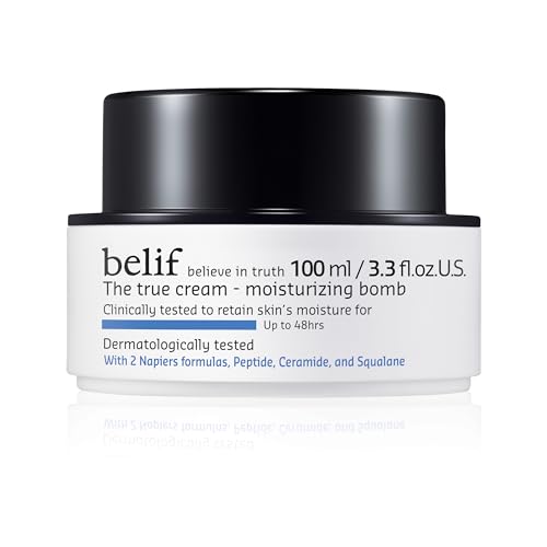 Photo 1 of belif The True Cream Moisturizing Bomb 100ml, 48hrs of Moisture & Hydration, Peptide, Ceramide, Squalane, Restores Skin Barrier, Daily Face Cream, All Skin Types, Korean Skin Care Moisturizer