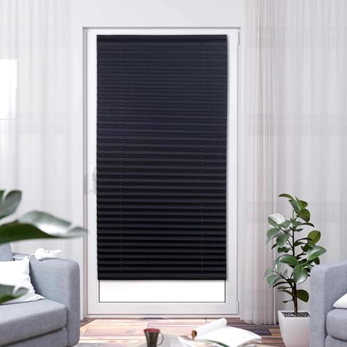 K-Home® Adhesive Pleated Blind Black Light Protection W 30 x H 130 cm