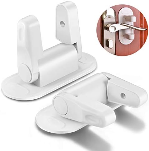 Door Lever Lock 2 Pack Makife Child Proof Doors Handle Lock Baby/Pets Safety Lock 3M Adhesive