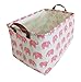 HIYAGON Collapsible Storage Bin for Organizing Toys, Nursery, Books, Gift Baskets - Pink Elephant Fabric