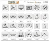 SwitchID Living Room and Kitchen Switch Label and Decal Identifiers, 3D Design - White
