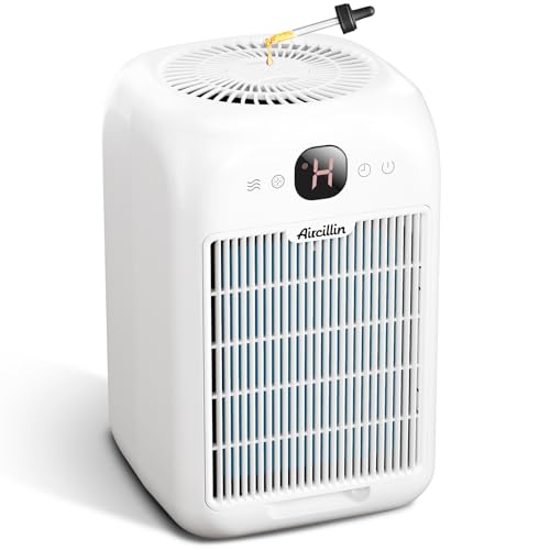 Aircillin Purificador de Aire HEPA H13 para Hogar, Elimina 99.9% de Polvo, Humo y Alérgenos, Ultra Silencioso, Filtro 3 en 1 con Carbón Activado, Aromaterapia, para Recámara, Oficina y Mascotas