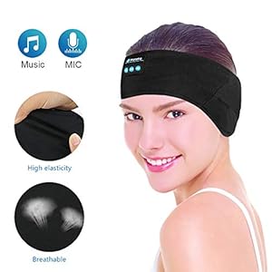 Draadloze Bluetooth-hoofdband, E-More wasbare verstelbare slaaphoofdtelefoon, zweetbanden, handsfree muziek sport…