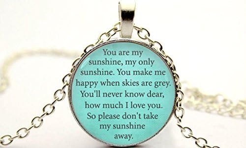 You are My Sunshine Pendant Necklace Inspirational Necklace,Quote Pendant Words Necklace, Word Jewellery