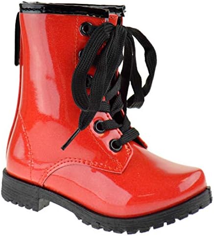 red glitter combat boots