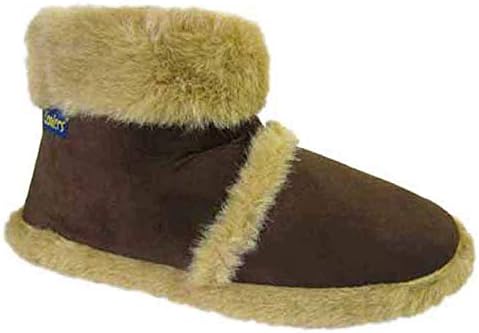 Coolers Mens Dark Brown Warm Lined Boot Slippers Sizes 7 to 12