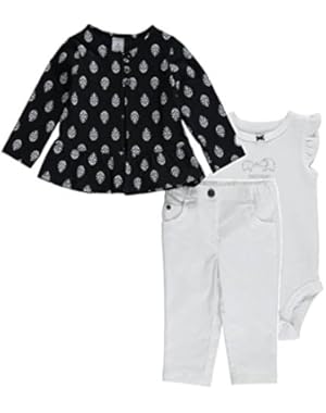 Baby Girls' 3 Piece Print Cardigan Set (Baby) - White - 6 Months