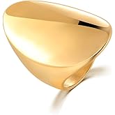 Kokoma Chunky Oval Ring for Women Thick Dome Statement Ring Stainless Steel Stacking Ring Thick Finger Bands Chunky Rings