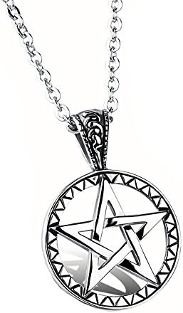 Pentacle Pentagram Pendant Lucifer Satan logo Sign Silver Supernatural Jewelry For Men And Women