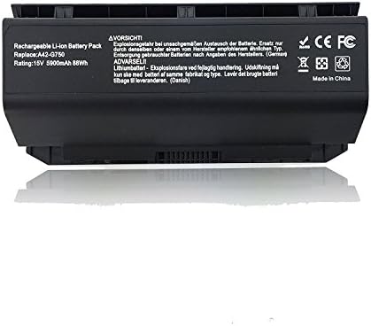 Huidirect New A42-G750 Replacement Laptop Battery For Asus A42-G750 G750J G750JW G750JX G750JZ G750 G750JH G750JM G750JS G750Y47JX-BL 15V 5900mAh 88wh