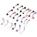 SODIAL 20pcs Colorful Stainless Steel Ball Barbell Curved Eyebrow Rings Bars Tragus Piercing