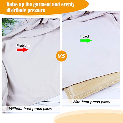 Heat Press Pillow NODDWAY Beige Heat Transfer Pillow Set with 4PCS Non-Stick Teflon Pressing Pillow, 1PCS Heat Resistant Tape for Heat Press Printing and Vinyl Projects.