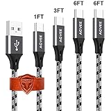 3A Heavy Duty, Agvee Seamless USB C Cable, 4 Pack 1FT 3FT 6FT 6FT Type C Cord Set Braided USB-C Charging Fast 5V USBC Small End Knit Charger Samsung Galaxy S9 S8 Note 8 LG V20 V30 G6 Nintendo Switch