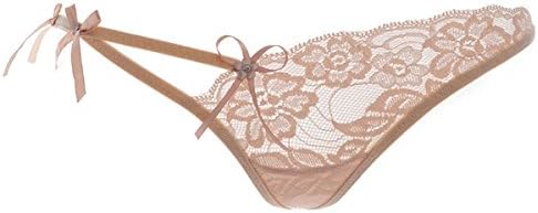 Sexy Lace T-back - QISHOP Women's Lady's Sexy Lace Open Crotch Pearls Panties G-String Underwear T back Thongs Panty(Apricot)