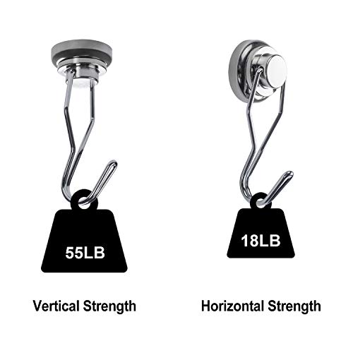 Wofirm Swivel Swing Powerful Magnetic Hooks 55LBS, Strong Neodymium Magnetic Hook, Suitable for Refrigerators and Other Magnetic Surfaces, Pack of 6