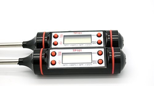 Instant Read Digital Meat Thermometer - 2 Pack - Electronic Digital Display - Probe For Meat, Kitchen Food & Grilling BBQ Meat - E-book Cooking Tips - Use To Make Candy Or Chocolate - By Sined