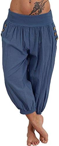 Women Harem Pants TUDUZ Ladies Oversize Casual Loose Hippy Style Wide Leg Pants Plus Size Plain Cotton Linen Baggy Yoga Trousers