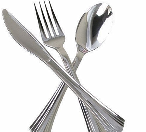 144-Piece Silver Plastic Cutlery Set - Thumbnail 5