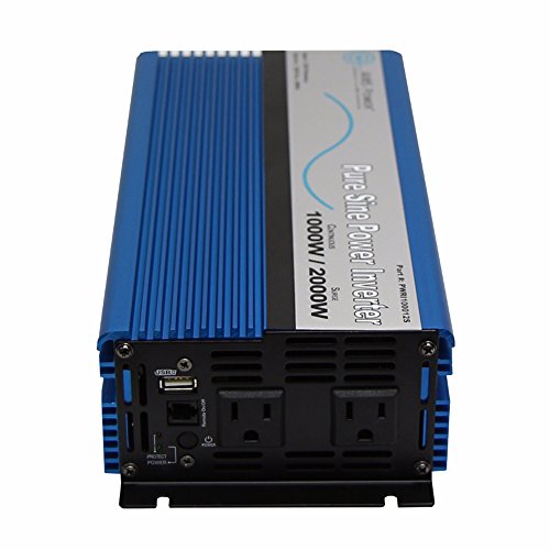 Aims 1000 Watt Pure Sine Power Inverter 12 VDC to 120 VAC USB Port ETL Listed to UL 458