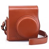 [Best Fujifilm Instax Mini 8 Case Ever] - CAIUL Comprehensive Protection Fuji Instax Mini 8 Case Carry Camera Bag with Soft PU Leather Material [ Film Count Show and Easy to Reload Film Design ] ( Brown )