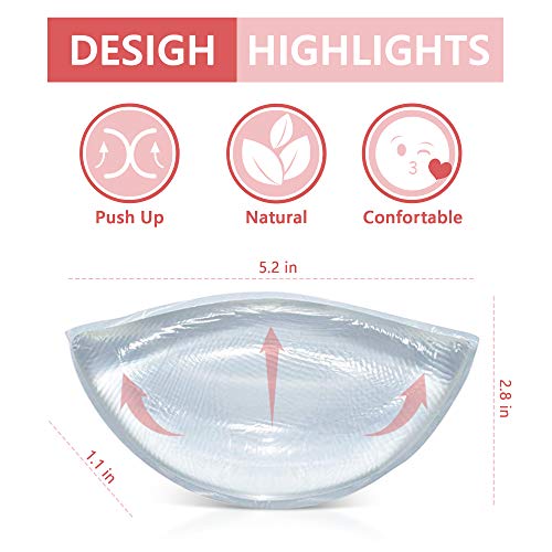 Silicone Bra Inserts Breast - Waterproof Enhancers Clear Gel Bra Inserts A to C Cup for Swimsuits & Bikini Push Up Molding Pad