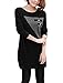 Allegra K Women's Color Block Round Neck Long Sleeves Panel Casual Tunic Top L Black