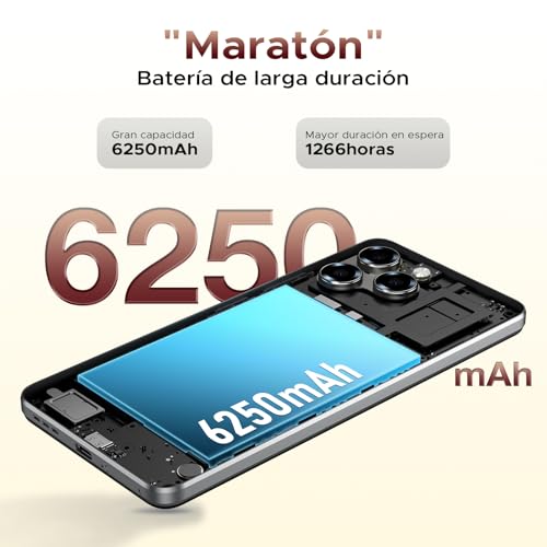 DOOGEESmart Note 58 Mobile Phone Android 15, 6250mAh Battery, T7250 Octa Core, 32GB+128GB Smartphone, 6.56" HD+ IPS 90Hz, 16MP+8MP, Body 8.6mm Phone, Face ID/NFC/OTG/GPS/Dual SIM 4G Mobile
