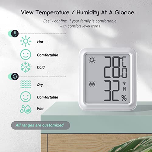 Inkbird WiFi Thermometer Hygrometer, IBS-TH3-PLUS WiFi Indoor Temperature Sensor with LCD Display, App Supports, Alert and Data Storage, Thermometer and Digital Hygrometer for Cellar, Greenhouse
