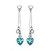 Neoglory Blue Heart Crystal Drop Pearl Earrings Rhinestone Platinum Plated Bridal Jewelry embellished with Crystals from Swarovski