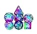DND Dice Set,7-Die Polyhedral Dice Compatible Dungeons Dragons(D&D) Pathfinder Role Playing Game(RPG) MTG Tabletop Aurora Series Dice (Purple Aurora)