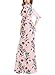 Women's Floral Print Round Neck 3 4 Sleeve Maxi Casual Dress Large Pink